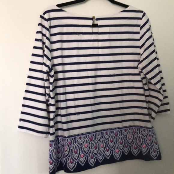 Lilly Pulitzer striped Tee shirt XL  peacock print - Picture 4 of 8